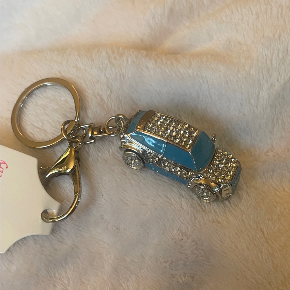 Blue and Silver Car Keychain purse bag charm nwt